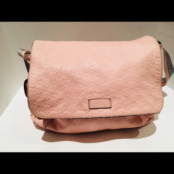 pink leather diaper bag